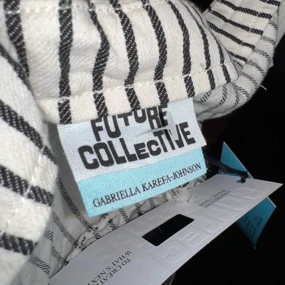 NWT Future Collective Black White Striped One-Shoulder Ruffle Top Size S - Picture 10 of 12